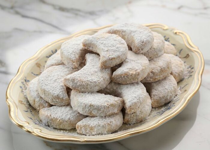 Kourabiedes Greek Almond Crescent Cookies