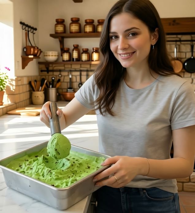 Pistachio Stracciatella Gelato | Easy Italian Dessert